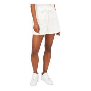 RILEY&RAE Womens White Stretch Belted Paperbag Pull-on Shorts L